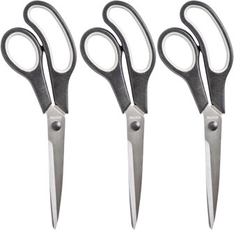 Keukenschaar - 3x - 24 cm - zwart/grijs - hobby scharen