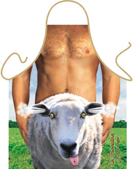 Keukenschort Man met schaap - fun cadaeau met foto print - Heren - BBQ schort - Suggestief Multi