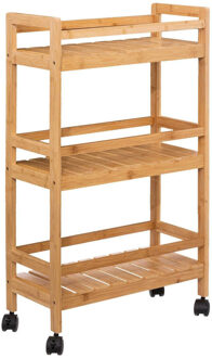 Keukentrolley - bruin - bamboe hout - 80 x 45 x 22 cm - keukenkast - Opberg trolley