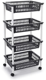 Keukentrolley op wieltjes - 4-laags - antraciet - kunststof - 40x50x85 cm