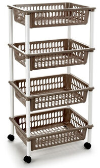 Keukentrolley op wieltjes - 4-laags - taupe - kunststof - 40x50x85 cm