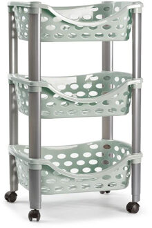 Keukentrolley/roltafel - 3-laags - kunststof - groen - 40 x 65 cm