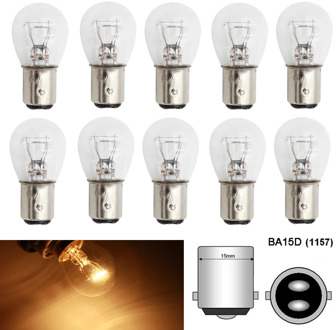 Kevanly 10pcs 1157 Ba15d P21/5W S25 12V Auto Helder Glas Lamp Rem Achterlicht Auto Indicator Halogeen Stoplamp Remlampen Dc12v 24V