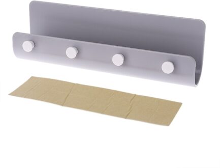 Key Handdoek Hanger Holder Opslag Muur Mount Haak Rack Diy Organizer 4 Haken Plank grijs