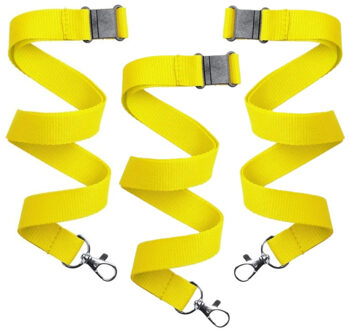 Keycord/lanyard koord - 100x - geel - met sleutelhanger - 50 cm