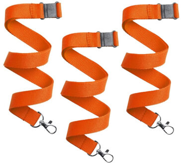 Keycord/lanyard koord - 100x - oranje - met sleutelhanger - 50 cm