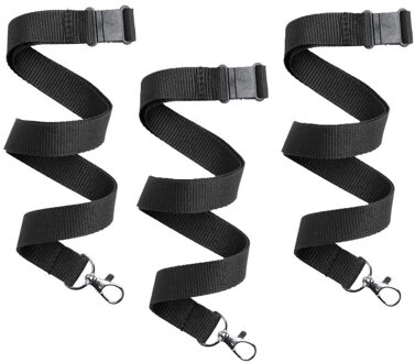 Keycord/lanyard koord - 100x - zwart - met sleutelhanger - 50 cm