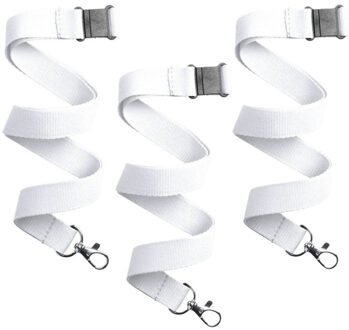 Keycord/lanyard koord - 20x - wit - met sleutelhanger - 50 cm