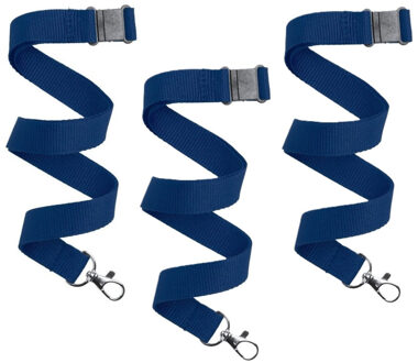 Keycord/lanyard koord - 50x - donkerblauw - met sleutelhanger - 50 cm