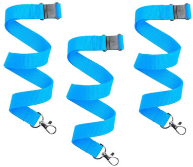 Keycord/lanyard koord - 50x - lichtblauw - met sleutelhanger - 50 cm