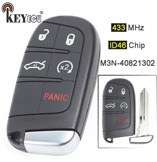 Keyecu 433Mhz ID46 Chip M3N-40821302 Vervanging 4 + 1 5 Knop Slimme Afstandsbediening Sleutelhanger Voor Chrysler Dodge Charger journey Uitdaging