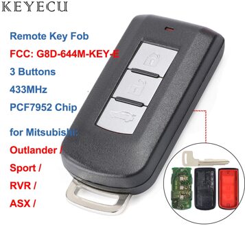 Keyecu CE1731 Smart Remote Key 3 Button 433Mhz PCF7952 Voor Mitsubishi Outlander Sport Rvr Asx Fcc: G8D-644M-KEY-E