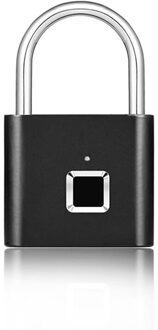 Keyless Smart Vingerafdruk Slot Usb Opladen Zinklegering Deurslot 0.5S Quick Unlock Vingerafdruk Hangslot Voor Deur Bagage Veilig zwart
