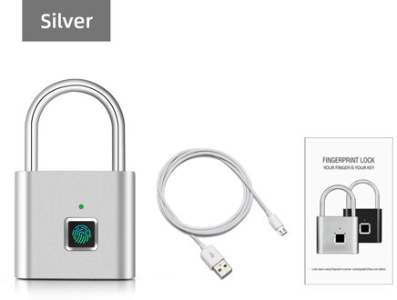Keyless Usb Oplaadbare Deurslot Vingerafdruk Smart Hangslot Gym Slot Werknemer Locker Quick Unlock Zinklegering Metalen