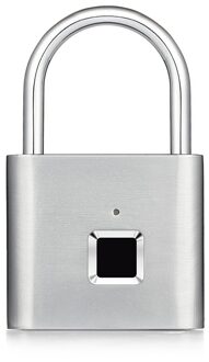 Keyless Usb Oplaadbare Deurslot Vingerafdruk Smart Hangslot Quick Unlock Zinklegering Metalen Zelf Ontwikkelen Chip Deursloten Zilver