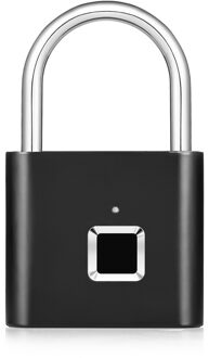 Keyless Usb Oplaadbare Deurslot Vingerafdruk Smart Hangslot Quick Unlock Zinklegering Metalen Zelf Ontwikkelen Chip Deursloten zwart