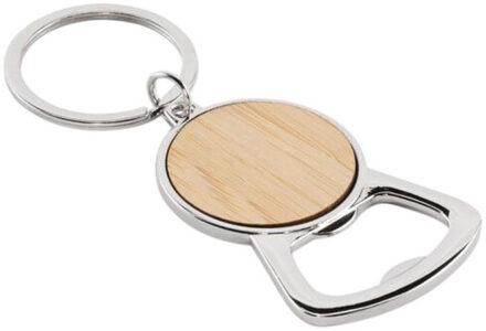 Keypop bamboe gerecycled aluminium flesopener sleutelhanger Bruin/groen - One size