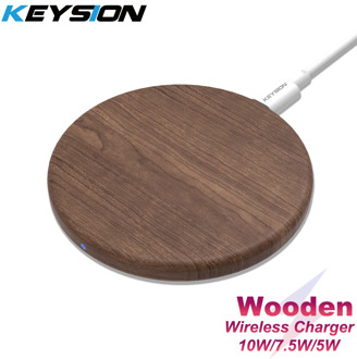 KEYSION 10W Qi Fast Wireless Charger for iPhone 11 Pro XS Max XR 8 Plus Wooden Wireless Charging Pad for Samsung S20 S10 S9 S8
