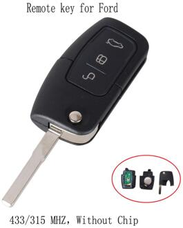 KEYYOU 433MHz 4D63 Chip 3 Knoppen Flip Folding Afstandsbediening Sleutel voor Ford Focus Fiesta Fob Case Met HU101 Blade zonder Chip