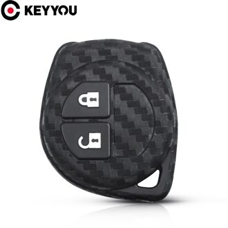 Keyyou Carbon Fiber Siliconen Key Case Rubber Cover Voor Suzuki Grand Vitara Swift Liana Venster SX4 Jimny Samurai Amagatarai 2 btn