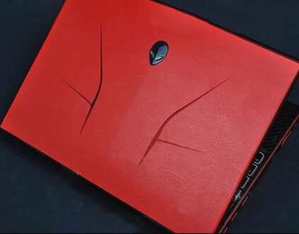 KH Laptop koolstofvezel Lederen Skin Sticker Cover voor Alienware 11 M11X R3 R2 ANW11 ALW11 11.6-inch rood leer