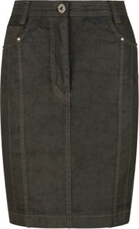 Khaki Denim stijl Rok met Stitching Detail Kaki