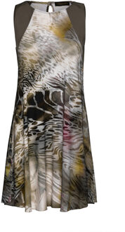 Khaki dierenprint jurk Kaki - EU 36 / UK 8