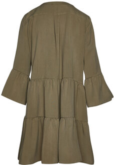 Khaki jurk met geplooide naden Olijf - L