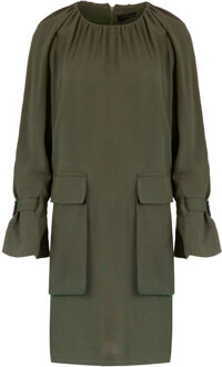 Khaki Pocket Detail Tencel Jurk Kaki - S
