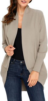 Khaki Superzachte Lange Mouw Open Cardigan Bruin