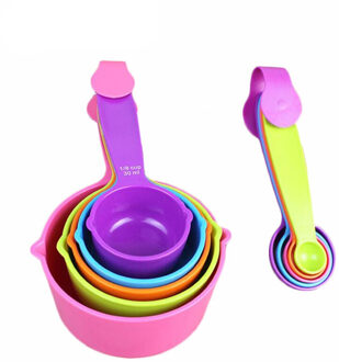 KHGDNOR 10 stks/set Maatlepel Cups Set Regenboog Kleur Plastic Pastry Saus Maatregel Cups Lepels Bakken Meting Gebruiksvoorwerp