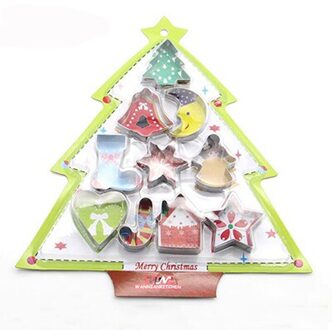 KHGDNOR 10 stks/set Rvs Cookie Cutter Kerst Ster Hart Boom Sok Vorm Mold Kerst Serie Biscuit Snijders