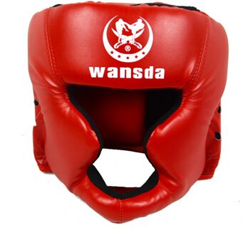 Kick Boksen Helm Mannen Vrouwen Kinderen Pu Boksen Hoofd Guard Karate Muay Thai Vechten Mma Judo Training Volwassenen Kids apparatuur volwassen rood