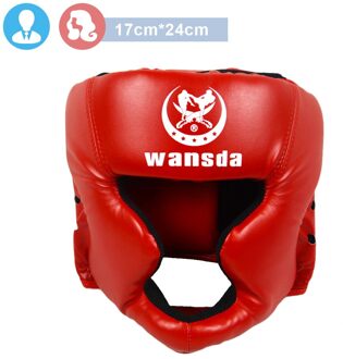 Kick Boksen Helm Pu Lederen Mannen Vrouwen Karate Hoofd Guard Mma Sanda Kickboksen Gratis Fight Training Bescherming Helm Hoofd Adults rood