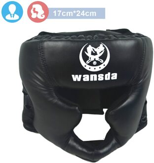 Kick Boksen Helm Pu Lederen Mannen Vrouwen Karate Hoofd Guard Mma Sanda Kickboksen Gratis Fight Training Bescherming Helm Hoofd Adults zwart