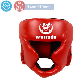 Kick Boksen Helm Pu Lederen Mannen Vrouwen Karate Hoofd Guard Mma Sanda Kickboksen Gratis Fight Training Bescherming Helm Hoofd kinderen rood