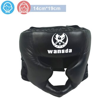 Kick Boksen Helm Pu Lederen Mannen Vrouwen Karate Hoofd Guard Mma Sanda Kickboksen Gratis Fight Training Bescherming Helm Hoofd kinderen zwart