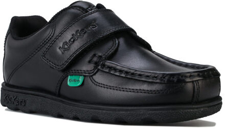 Kickers Boy's Kickers Children Fragma Lo Strap Leather Shoe in Black Zwart - EU 17 / UK 1
