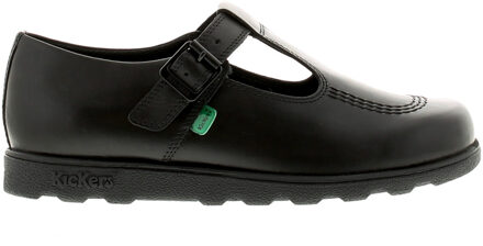 Kickers Dames matte leren t-bar schoen van kickers. Zwart - EU 37 / UK 4