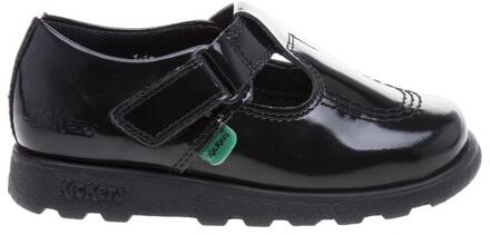 Kickers Girl's Kickers Children Fragma T-Bar Patent Shoes in Black Zwart