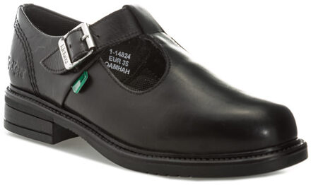 Kickers Girl's Kickers Children Lach T-Bar Leather Shoes in Black Zwart - EU 17 / UK 1