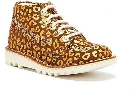 Kickers Jongens Meisjes Kickers Kick Hi Leopard Junior Bruin/Goud Laarzen