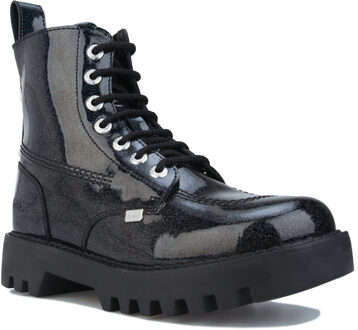Kickers Kizziie hogere laarzen van lakleer voor dames, zwart - EU 37 / UK 4