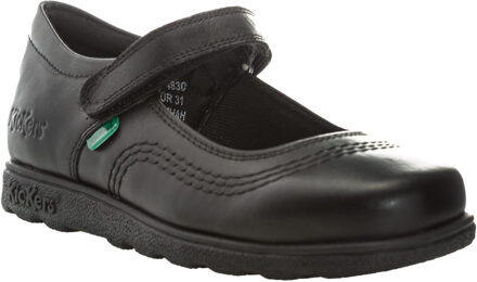 Kickers Meisjes Fragma Pop Leren Schoolschoenen (Zwart)