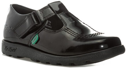 Kickers Meisjes Infant Fragma T-Bar Patent Schoenen in Zwart