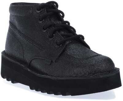 Kickers Women's Kickers Kick Hi Stack Glitter Boots in Black Zwart