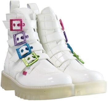 Kickers x Confetti Crowd Kizzie Hogere Dames Wit Laarzen