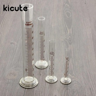 Kicute 5 pcs Professionele Afgestudeerd Glazen Meten Cilinder 5 ml + 10 ml + 25 ml + 50 ml + 100 m voor Chemie Laboratorium Meet Gereedschap