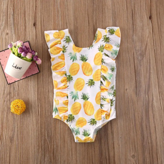 Kid Baby Girl Ruffle Fruit Print Bikini One-Piece Swimwear Swimsuit Bathing Beach Costume Clothes