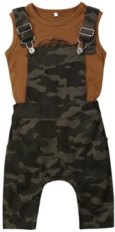 Kid Baby Meisje Kleding Mouwloze Top + Overalls Shorts Outfits Set Baby Boy Kleding Vest + Camouflage Overalls 2T